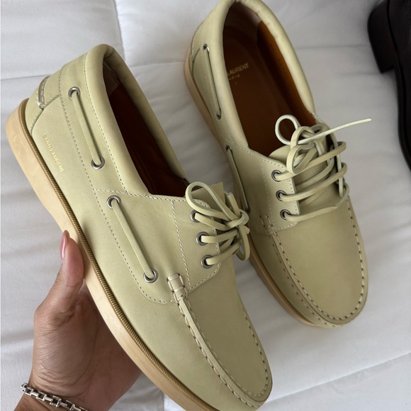 Saint Laurent Cream Boat Shoes - Picture 1 of 4